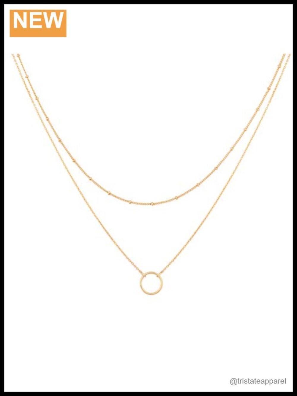 Dainty Layered Pendant Necklace 18K Gold Plated Brass Set